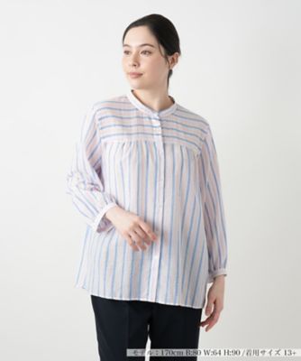 ストライプバンドカラーブラウス【Ｌｅｉｌｉａｎ　ＷＨＩＴＥ　ＬＡＢＥＬ】