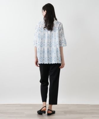 Leilian PLUS HOUSE / レリアンプラスハウス フラワー刺繍ブラウス【Leilian WHITE LABEL】 フラワー刺繍ブラウス【Leilian WHITE LABEL】|レリアン プラス