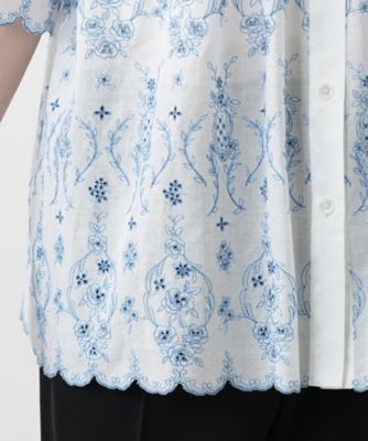 フラワー刺繍ブラウス【Leilian WHITE LABEL