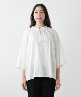 刺繍フレアスリーブブラウス【Ｌｅｉｌｉａｎ　ＷＨＩＴＥ　ＬＡＢＥＬ】