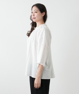 刺繍フレアスリーブブラウス【Ｌｅｉｌｉａｎ　ＷＨＩＴＥ　ＬＡＢＥＬ】