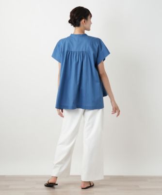Leilian / レリアン スタンドカラーギャザーブラウスLeilian WHITE LABEL】 スタンドカラーギャザーブラウスLeilian WHITE LABEL】|レリアン