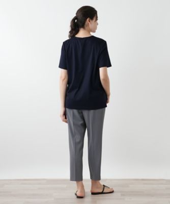 #anc レリアン Leilian カットソー 15+ 濃紺 白 パワーネット 総柄 大きいサイズ レディース [942951] 刺繍カットソー【Leilian WHITE LABEL