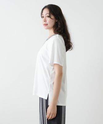 Leilian PLUS HOUSE / レリアンプラスハウス 【店舗人気】刺繍ボーダー七分袖カットソー 店舗人気】七分袖カットソー|レリアン プラスハウス | レリアン