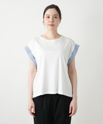 ストライプ切替カットソー【Ｌｅｉｌｉａｎ　ＷＨＩＴＥ　ＬＡＢＥＬ】