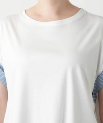 ストライプ切替カットソー【Ｌｅｉｌｉａｎ　ＷＨＩＴＥ　ＬＡＢＥＬ】