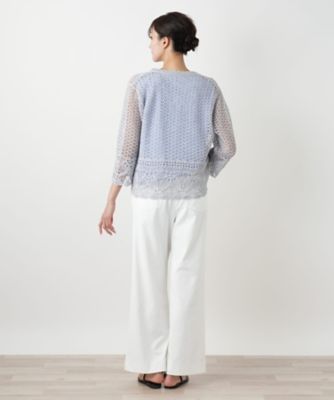かぎ編みＶネックカーディガン【Ｌｅｉｌｉａｎ　ＷＨＩＴＥ　ＬＡＢＥＬ】