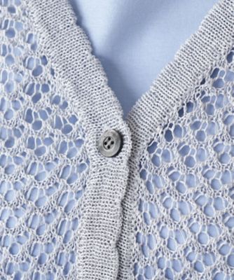 かぎ編みＶネックカーディガン【Ｌｅｉｌｉａｎ　ＷＨＩＴＥ　ＬＡＢＥＬ】