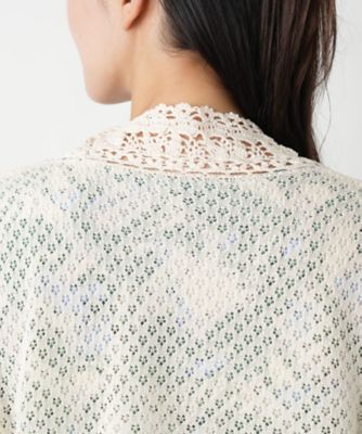 Leilianレリアン　花柄レース刺繍カーディガン　サイズ13＋ かぎ編みレースカーディガン【Leilian WHITE LABEL】|レリアン