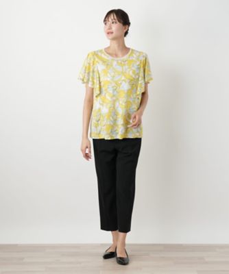 【店舗人気】プリントフレアスリーブカットソー【Ｌｅｉｌｉａｎ　ＷＨＩＴＥ　ＬＡＢＥＬ】
