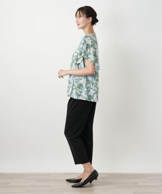 【店舗人気】プリントフレアスリーブカットソー【Ｌｅｉｌｉａｎ　ＷＨＩＴＥ　ＬＡＢＥＬ】
