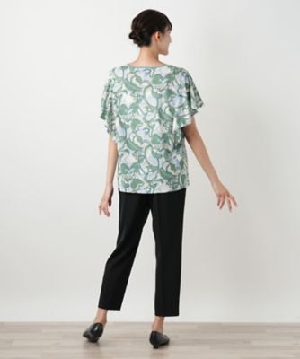 【店舗人気】プリントフレアスリーブカットソー【Ｌｅｉｌｉａｎ　ＷＨＩＴＥ　ＬＡＢＥＬ】