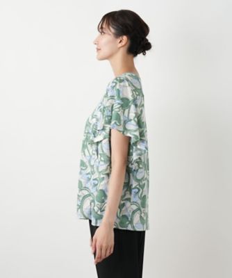 【店舗人気】プリントフレアスリーブカットソー【Ｌｅｉｌｉａｎ　ＷＨＩＴＥ　ＬＡＢＥＬ】