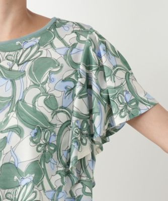 【店舗人気】プリントフレアスリーブカットソー【Ｌｅｉｌｉａｎ　ＷＨＩＴＥ　ＬＡＢＥＬ】