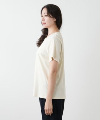 タグ付 レリアン Leilian 半袖 カットソー レース 切替 13+ レース切替カットソー【Leilian WHITE LABEL
