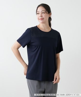 ＜Leilian plus house (Women/大きいサイズ)＞レース切替カットソー【Ｌｅｉｌｉａｎ　ＷＨＩＴＥ　ＬＡＢＥＬ】
