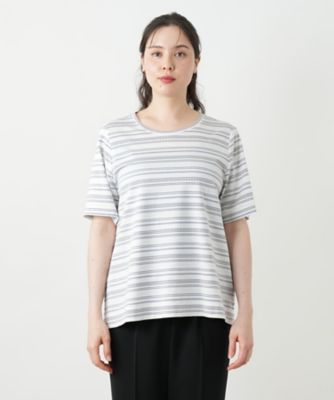 マルチボーダーカットソー【Leilian WHITE