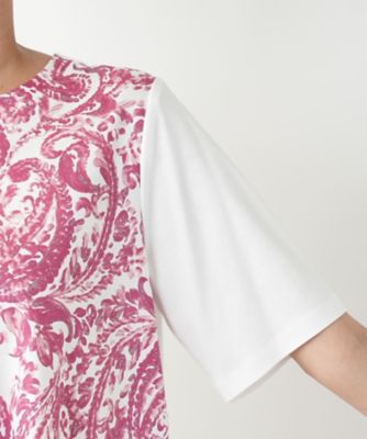 ペイズリー柄プリントカットソー【Leilian WHITE