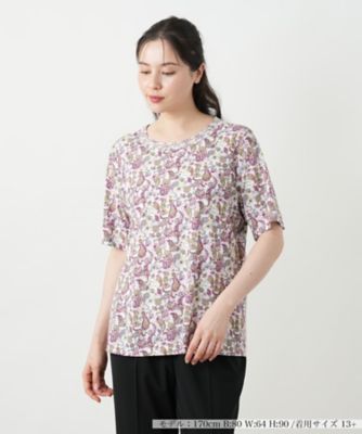 Leilian PLUS HOUSE / レリアンプラスハウス 【店舗人気】ペイズリーカットソー ペイズリー柄プリントカットソー【Leilian WHITE