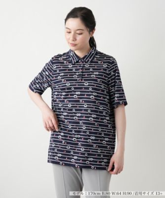 ＜Leilian plus house (Women/大きいサイズ)＞【店舗人気】プリントポロシャツ【Ｌｅｉｌｉａｎ　ＷＨＩＴＥ　ＬＡＢＥＬ】