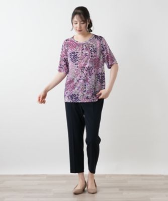 フラワー柄カットソー【Leilian WHITE LABEL