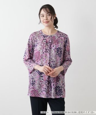 ＜Leilian plus house (Women/大きいサイズ)＞プリントタックカットソー【Ｌｅｉｌｉａｎ　ＷＨＩＴＥ　ＬＡＢＥＬ】