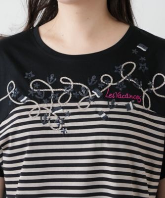 Leilian PLUS HOUSE / レリアンプラスハウス ボーダーカットソー【Leilian WHITE LABEL】 プリントカットソー【Leilian WHITE LABEL