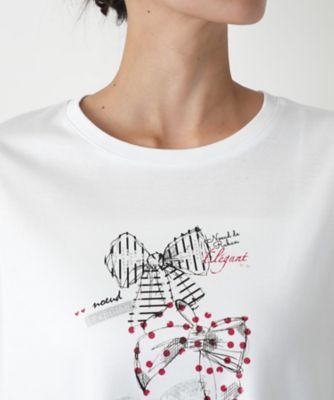 リボンモチーフプリントＴシャツ【Ｌｅｉｌｉａｎ　ＷＨＩＴＥ　ＬＡＢＥＬ】