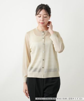 ＜Leilian plus house (Women/大きいサイズ)＞ラメクルーネックカーディガン【Ｌｅｉｌｉａｎ　ＷＨＩＴＥ　ＬＡＢＥＬ】