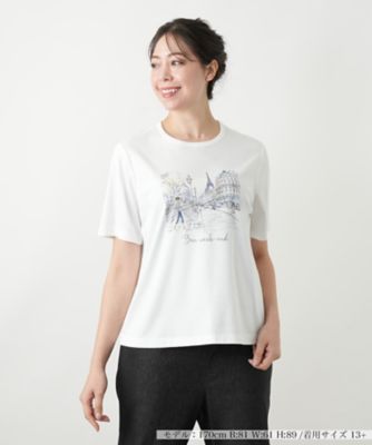 21SS定価4.6万LeilianレリアンCINZIACALDIリネンカットソー 刺繍クルーネックカットソー【Leilian WHITE
