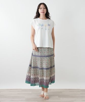 刺繍フレンチスリーブTシャツ【Leilian WHITE
