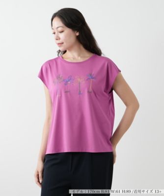 ＜Leilian plus house (Women/大きいサイズ)＞刺繍フレンチスリーブＴシャツ【Ｌｅｉｌｉａｎ　ＷＨＩＴＥ　ＬＡＢＥＬ】