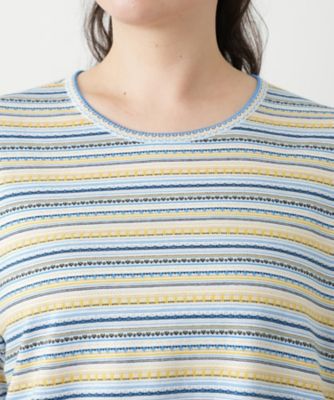 幾何学ボーダーカットソー【Ｌｅｉｌｉａｎ　ＷＨＩＴＥ　ＬＡＢＥＬ】