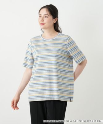 幾何学ボーダーカットソー【Ｌｅｉｌｉａｎ　ＷＨＩＴＥ　ＬＡＢＥＬ】