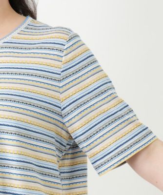 幾何学ボーダーカットソー【Ｌｅｉｌｉａｎ　ＷＨＩＴＥ　ＬＡＢＥＬ】