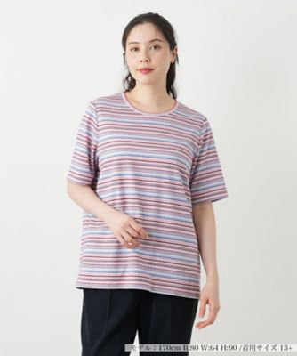 幾何学ボーダーカットソー【Ｌｅｉｌｉａｎ　ＷＨＩＴＥ　ＬＡＢＥＬ】