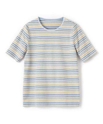 幾何学ボーダーカットソー【Ｌｅｉｌｉａｎ　ＷＨＩＴＥ　ＬＡＢＥＬ】