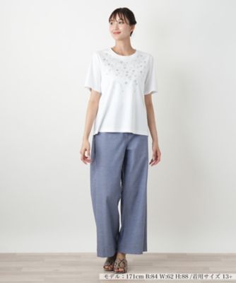 【店舗人気】スパンコール刺繍Ｔシャツ【Ｌｅｉｌｉａｎ　ＷＨＩＴＥ　ＬＡＢＥＬ】