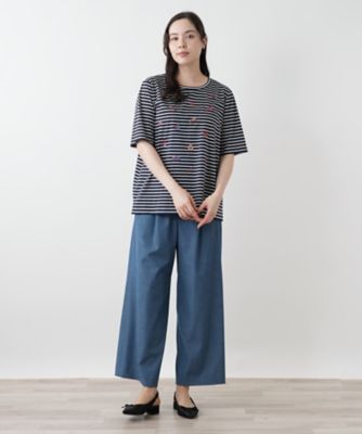 ビアズリー美品　花刺繍ボーダーカットソー BEARDSLEY（ビアズリー）の「裾花刺繍カットソー（Tシャツ