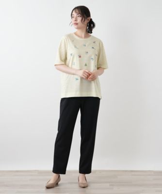 刺繍ボーダーカットソー【Leilian WHITE LABEL