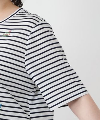 刺繍ボーダーカットソー【Leilian WHITE LABEL