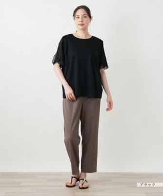 異素材切替カットソー【Ｌｅｉｌｉａｎ　ＷＨＩＴＥ　ＬＡＢＥＬ】
