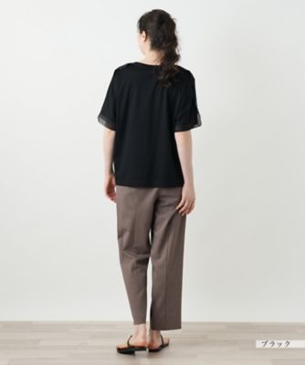 異素材切替カットソー【Ｌｅｉｌｉａｎ　ＷＨＩＴＥ　ＬＡＢＥＬ】