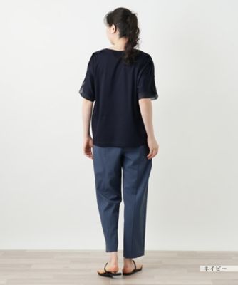 異素材切替カットソー【Ｌｅｉｌｉａｎ　ＷＨＩＴＥ　ＬＡＢＥＬ】