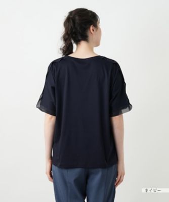 異素材切替カットソー【Ｌｅｉｌｉａｎ　ＷＨＩＴＥ　ＬＡＢＥＬ】