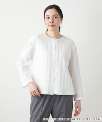 ＜Leilian plus house (Women/大きいサイズ)＞ニットジャケット【Ｌｅｉｌｉａｎ　ＷＨＩＴＥ　ＬＡＢＥＬ】