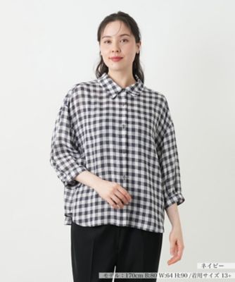 ＜Leilian plus house (Women/大きいサイズ)＞ギンガムチェックブラウス【Ｌｅｉｌｉａｎ　ＷＨＩＴＥ　ＬＡＢＥＬ】