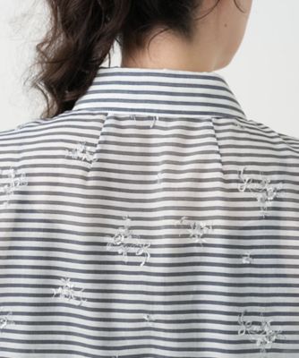 刺繍ボーダーブラウス【Leilian WHITE LABEL 