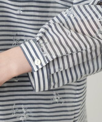 刺繍ボーダーブラウス【Leilian WHITE LABEL 