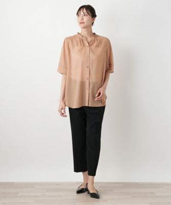 ハイネックプリーツブラウス【Ｌｅｉｌｉａｎ　ＷＨＩＴＥ　ＬＡＢＥＬ】